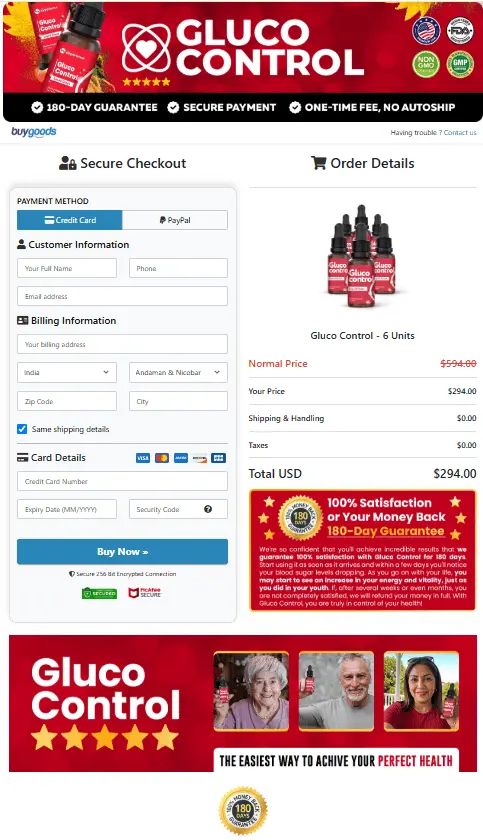Gluco Control order page